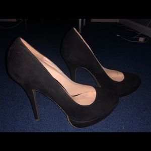 Black suede prom shoes